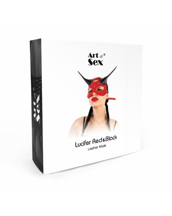 Шкіряна маска Art of Sex - Lucifer Red&Black Шкіряна маска Art of Sex - Lucifer Red&Black