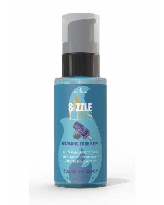 Зігрівальний масажний гель Sensuva Sizzle Lips Blueberry Ice Pop (59 мл), без цукру, їстівний Зігрівальний масажний гель Sensuva Sizzle Lips Blueberry Ice Pop (59 мл), без цукру, їстівний