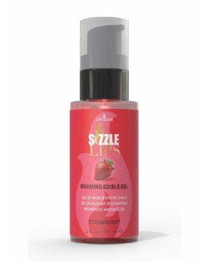 Зігрівальний масажний гель Sensuva Sizzle Lips Strawberry (59 мл), без цукру, їстівний Зігрівальний масажний гель Sensuva Sizzle Lips Strawberry (59 мл), без цукру, їстівний