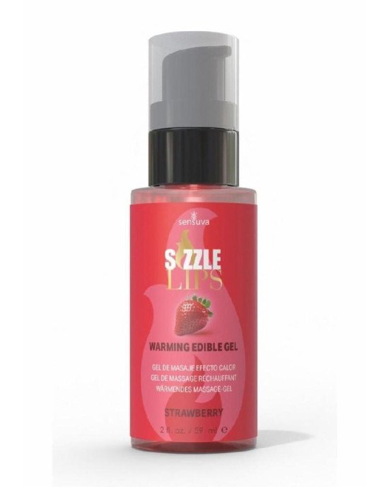 Зігрівальний масажний гель Sensuva Sizzle Lips Strawberry (59 мл), без цукру, їстівний Зігрівальний масажний гель Sensuva Sizzle Lips Strawberry (59 мл), без цукру, їстівний