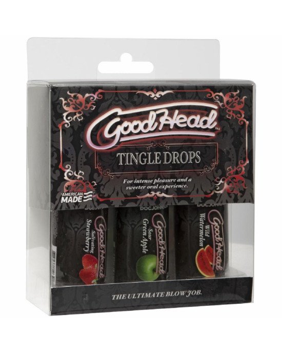 Набір крапель для мінету Doc Johnson  GoodHead - Tingle Drops (Watermelon, Green Apple, Strawberry)