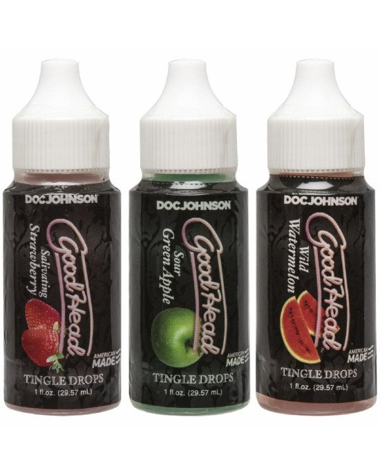 Набір крапель для мінету Doc Johnson  GoodHead - Tingle Drops (Watermelon, Green Apple, Strawberry)