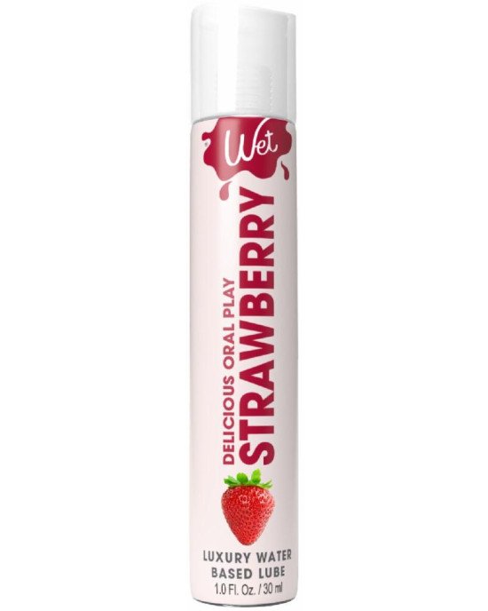 Лубрикант на водній основі Wet Oral Play Strawberry (30 мл), їстівний, без цукру Лубрикант на водній основі Wet Oral Play Strawberry (30 мл), їстівний, без цукру
