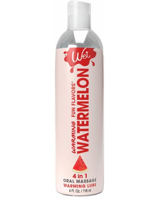 Зігрівальний лубрикант на водній основі Wet Warming Watermelon 4 in 1, без цукру (118 мл) Зігрівальний лубрикант на водній основі Wet Warming Watermelon 4 in 1, без цукру (118 мл)