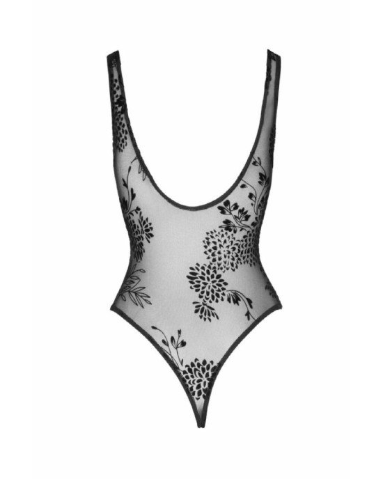 Боді Noir Handmade F242 Tulle body with patterned flock embroidery - S Боді Noir Handmade F242 Tulle body with patterned flock embroidery - S