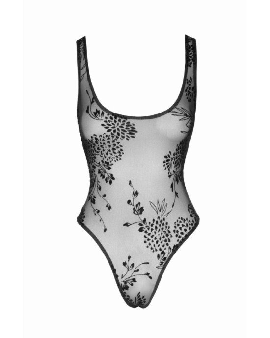 Боді Noir Handmade F242 Tulle body with patterned flock embroidery - S Боді Noir Handmade F242 Tulle body with patterned flock embroidery - S