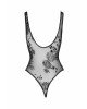 Боді Noir Handmade F242 Tulle body with patterned flock embroidery - L Боді Noir Handmade F242 Tulle body with patterned flock embroidery - L