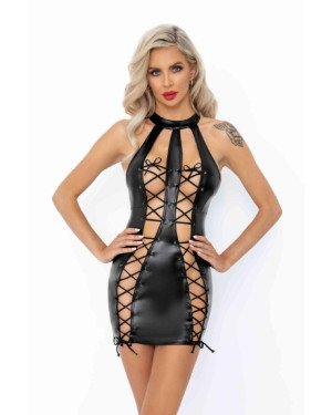 Сукня Noir Handmade F291 Powerwetlook dress with double lace-up front - M
