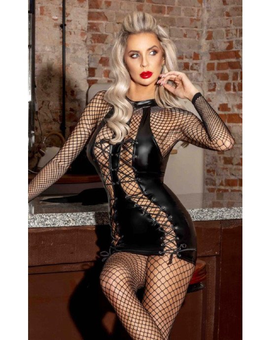 Сукня Noir Handmade F291 Powerwetlook dress with double lace-up front - L