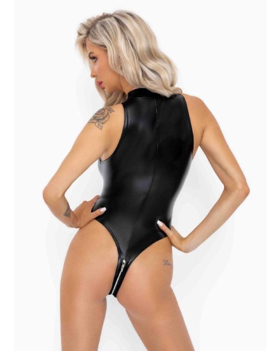 Боді Noir Handmade F294 Powerwetlook bodysuit with front zipper - L