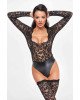 Боді Noir Handmade F296 Psyche bodysuit of lace and wetlook - M