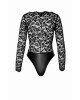 Боді Noir Handmade F296 Psyche bodysuit of lace and wetlook - M