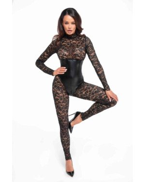 Комбінезон Noir Handmade F299 Enigma lace catsuit with underbust bodice - M