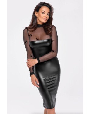 Сукня Noir Handmade F310 Sublime wetlook and flocked mesh midi dress - L