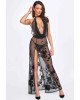 Сукня Noir Handmade F312 Divinity long flocked mesh dress with open back - 3XL