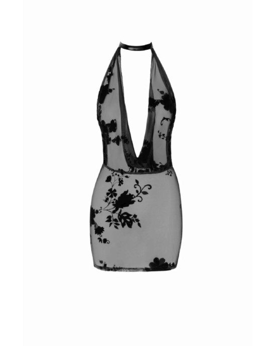 Сукня Noir Handmade F313 Mythos mini flocked mesh dress with jewelry rhinestone chain - XL Сукня Noir Handmade F313 Mythos mini flocked mesh dress with jewelry rhinestone chain - XL