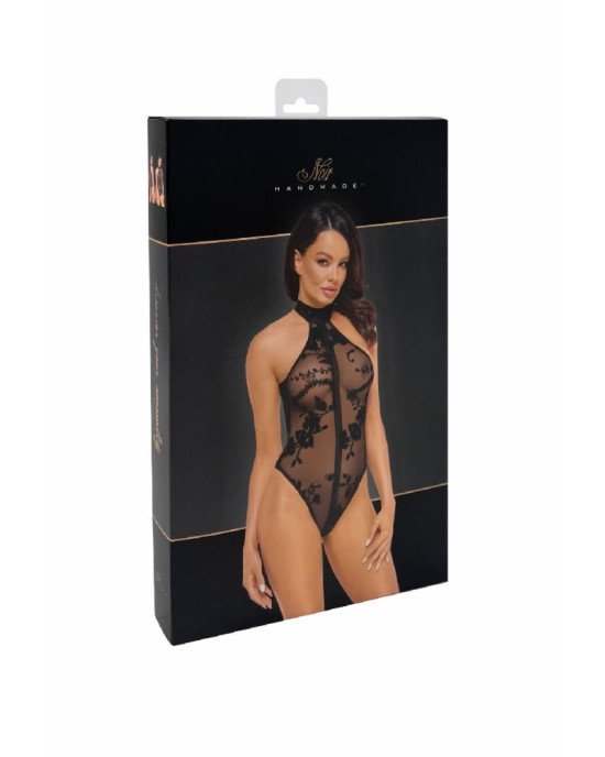 Боді Noir Handmade F314 Ego flocked mesh halter bodysuit - 3XL