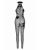 Бодістокінг Noir Handmade F315 Ego flocked mesh halter catsuit - XXL Бодістокінг Noir Handmade F315 Ego flocked mesh halter catsuit - XXL