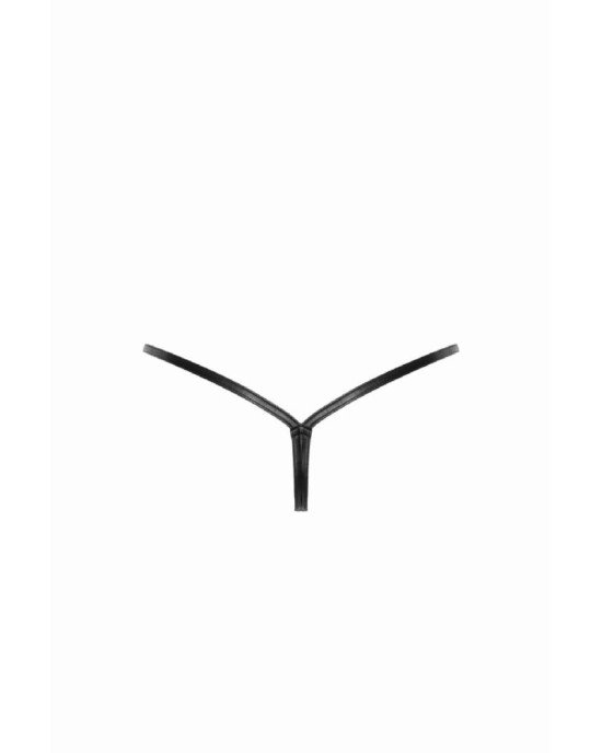 Трусики Noir Handmade P012 Wild crocodile wetlook thong with double opening - M