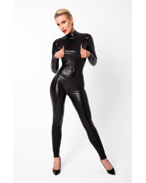 Комбінезон Noir Handmade F319 Caged wetlook catsuit with zippers and ring - 3XL