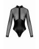 Боді Noir Handmade F321 Edge wetlook and mesh body with rings - XXL Боді Noir Handmade F321 Edge wetlook and mesh body with rings - XXL