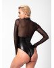 Боді Noir Handmade F321 Edge wetlook and mesh body with rings - XXL Боді Noir Handmade F321 Edge wetlook and mesh body with rings - XXL