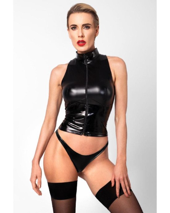 Топ Noir Handmade F324 Glam wetlook top with vinyl corset - 3XL Топ Noir Handmade F324 Glam wetlook top with vinyl corset - 3XL