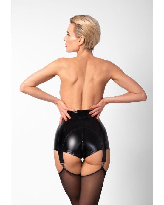 Шортики Noir Handmade F325 Glam suspender wetlook and vinyl shorts - L