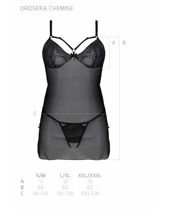 Пеньюар Passion DROSERA BODY black XXL/XXXL - ECO Passion