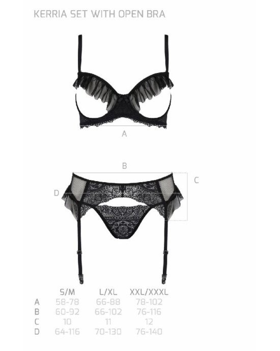 Комплект Passion KERRIA SET WITH OPEN BRA black S/M - ECO Passion Комплект Passion KERRIA SET WITH OPEN BRA black S/M - ECO Passion
