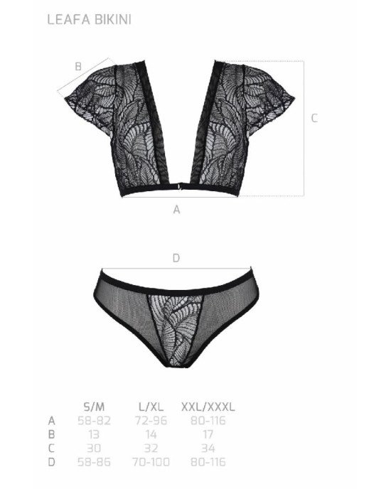 Комплект Passion LEAFA BIKINI black S/M - ECO Passion