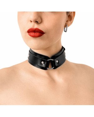 БДСМ нашийник з кільцем Art of Sex - Martina Collar with ring, натуральна шкіра,  колір чорний