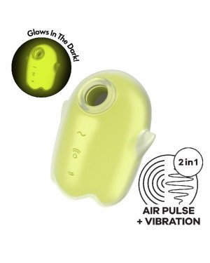 Вакуумний кліторальний стимулятор із вібрацією Satisfyer Glowing Ghost Yellow