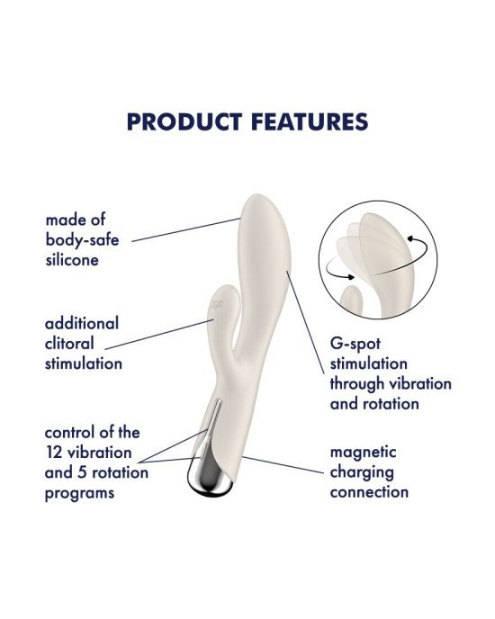 Вібратор-кролик Satisfyer Spinning Rabbit 1 Beige Вібратор-кролик Satisfyer Spinning Rabbit 1 Beige
