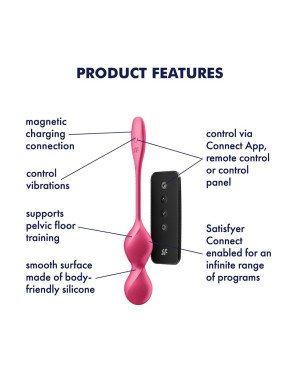 Вагінальні кульки з вібрацією Satisfyer Love Birds 2 Connect App Red Вагінальні кульки з вібрацією Satisfyer Love Birds 2 Connect App Red
