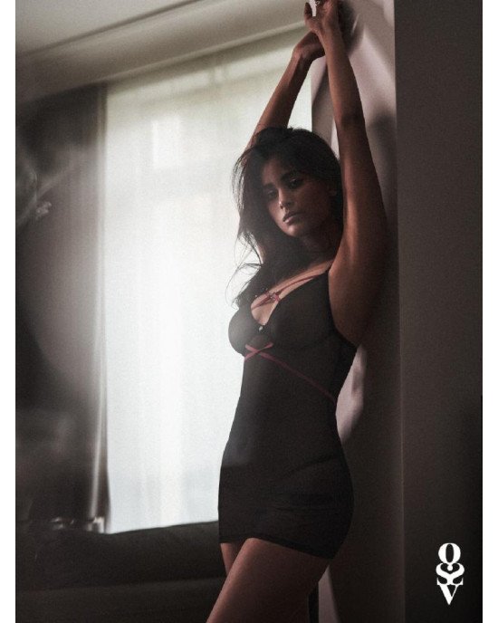 Пеньюар Obsessive Novenes chemise & thong XL/2XL Пеньюар Obsessive Novenes chemise & thong XL/2XL