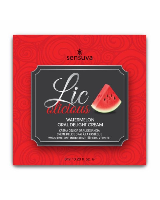 Пробник гелю для мінету Sensuva Lic-o-licious Watermelon (6 мл), оліїстий, без цукру