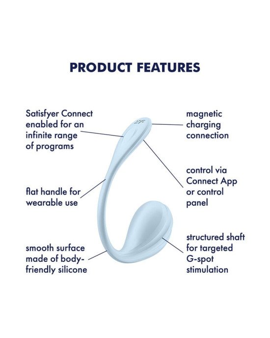 Віброяйце Satisfyer Smooth Petal Connect App Light Blue Віброяйце Satisfyer Smooth Petal Connect App Light Blue