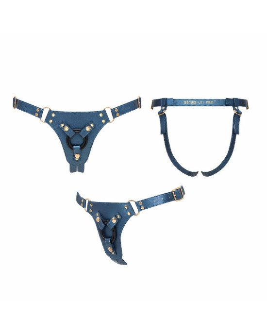 Трусики для страпона Strap-On-Me Leatherette Harness Generous - One Size - Blue Трусики для страпона Strap-On-Me Leatherette Harness Generous - One Size - Blue