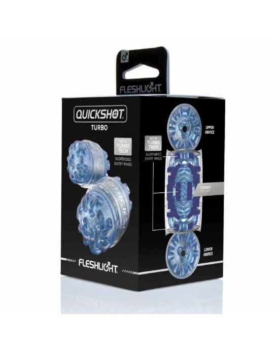 Мастурбатор Fleshlight Quickshot Turbo Blue Ice, компактний, чудово для пар і мінету