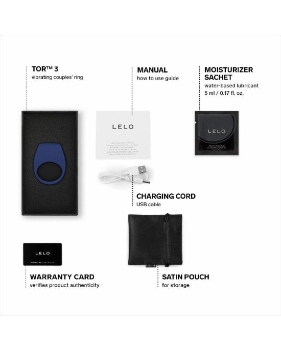 Ерекційне кільце з вібрацією LELO Tor 3 Base Blue Ерекційне кільце з вібрацією LELO Tor 3 Base Blue