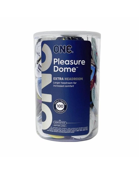 Набір презервативів ONE Pleasure Dome 100 шт, мегапак тюб Набір презервативів ONE Pleasure Dome 100 шт, мегапак тюб