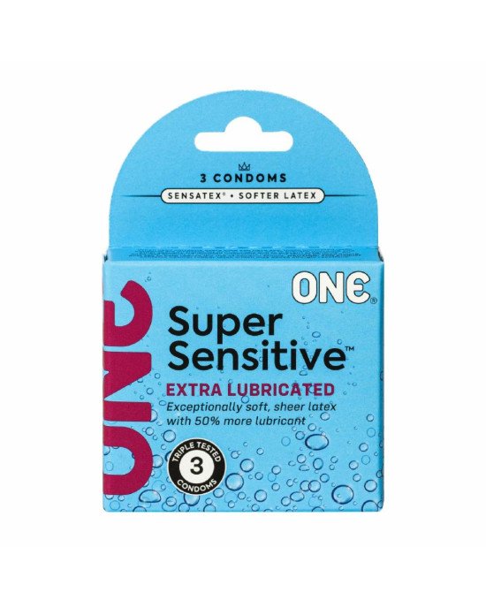 Презервативи ONE Super Sensitive 3 шт, картонна коробка Презервативи ONE Super Sensitive 3 шт, картонна коробка
