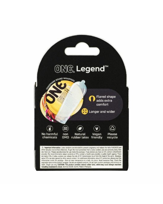 Презервативи ONE Legend Extra Large 3 шт, картонна коробка Презервативи ONE Legend Extra Large 3 шт, картонна коробка