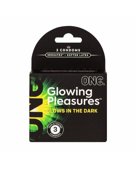 Презервативи ONE Glowing Pleasures 3 шт, картонна коробка Презервативи ONE Glowing Pleasures 3 шт, картонна коробка
