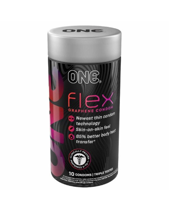 Презервативи ONE Flex Graphene Condom 10 шт, подарункова упаковка тюб Презервативи ONE Flex Graphene Condom 10 шт, подарункова упаковка тюб