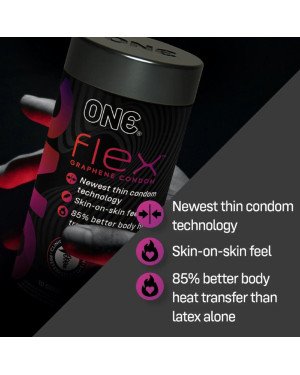 Презервативи ONE Flex Graphene Condom 10 шт, подарункова упаковка тюб