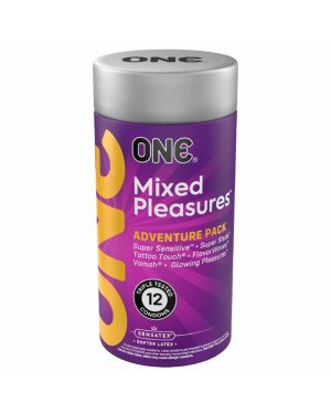 Презервативи ONE Mixed Pleasures 12 шт, подарункова упаковка тюб