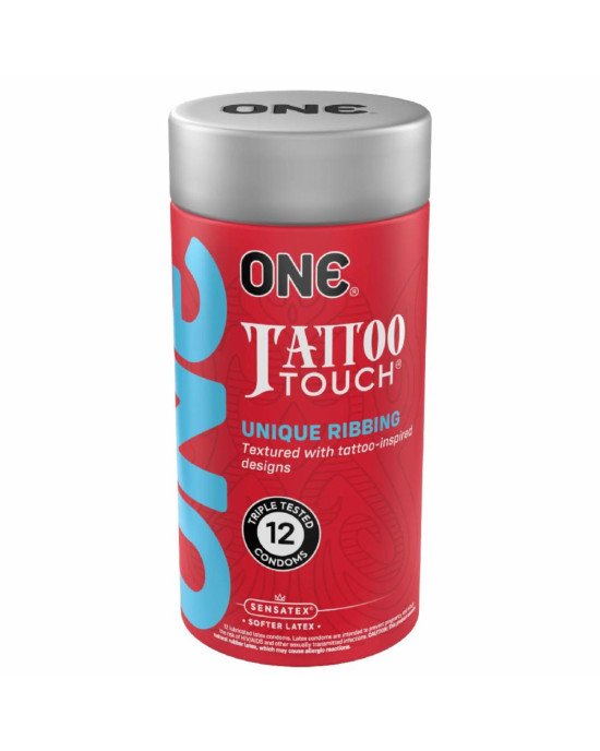 Презервативи ONE Tattoo Touch 12 шт, подарункова упаковка тюб Презервативи ONE Tattoo Touch 12 шт, подарункова упаковка тюб