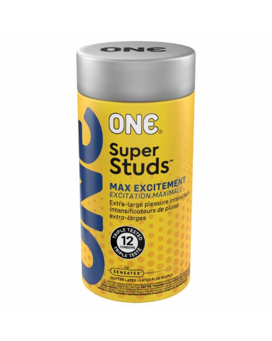 Презервативи ONE Super Studs 12 шт, подарункова упаковка тюб